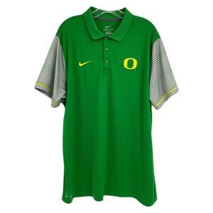 Nike Green Gray Striped Sleeve Polo | University of Oregon XL